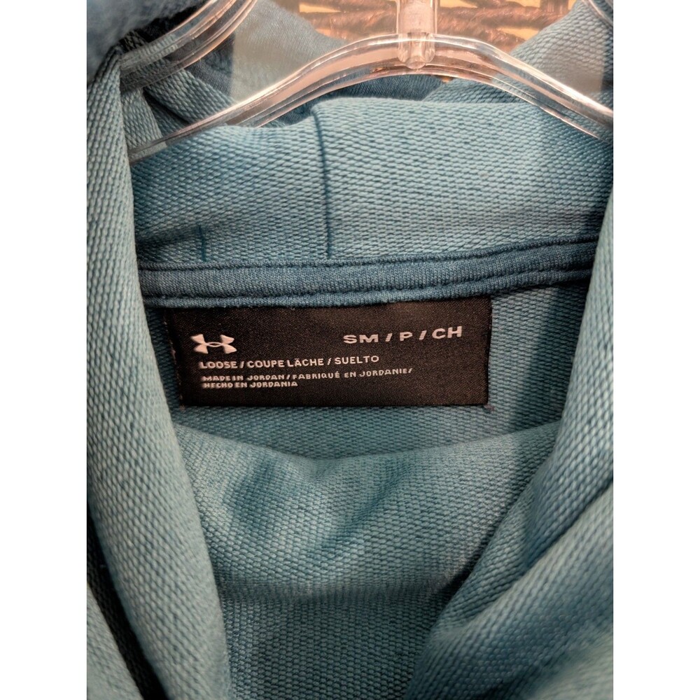 Under Armour Featherweight Fleece Funnel Neck Sweatshirt Women's Small Aqua Mesh - Picture 6 of 8